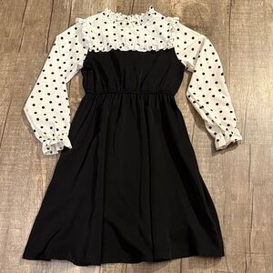 4/$30 Black and White Polka Dot Kids Dress Modest 10/12